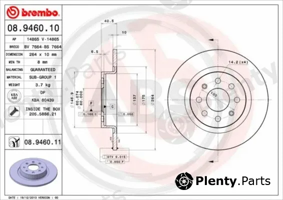 A.B.S. 08.9460.11 — Brake Disc BREMBO COATED DISC LINE