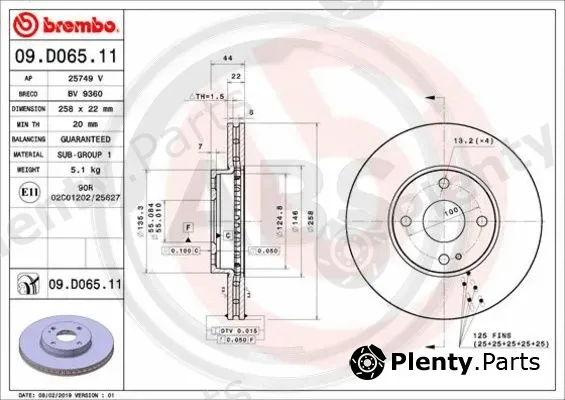 A.B.S. 09.D065.11 — Brake Disc BREMBO