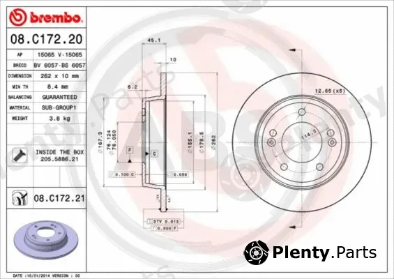 A.B.S. 08.C172.21 — Brake Disc BREMBO COATED DISC LINE