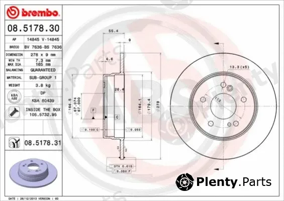 A.B.S. 08.5178.31 — Brake Disc BREMBO COATED DISC LINE