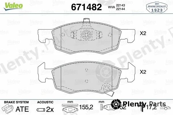 Valeo 671482 — Brake Pad Set, disc brake