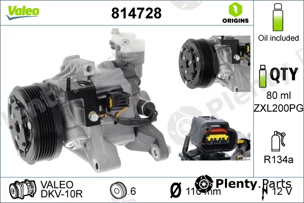 Valeo 814728 — Compressor, air conditioning VALEO ORIGINS NEW OE TECHNOLOGY