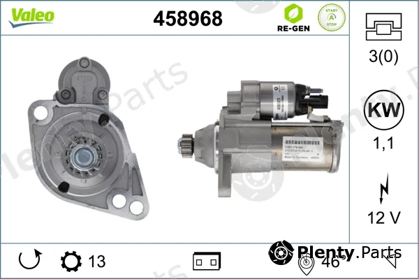 Valeo 458968 — Starter VALEO RE-GEN REMANUFACTURED STOP&START
