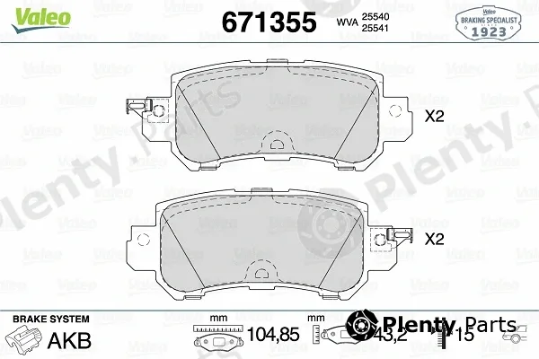 Valeo 671355 — Brake Pad Set, disc brake