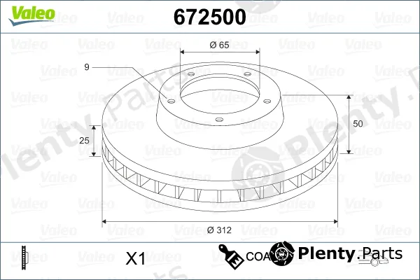 Valeo 672500 — Brake Disc COATED