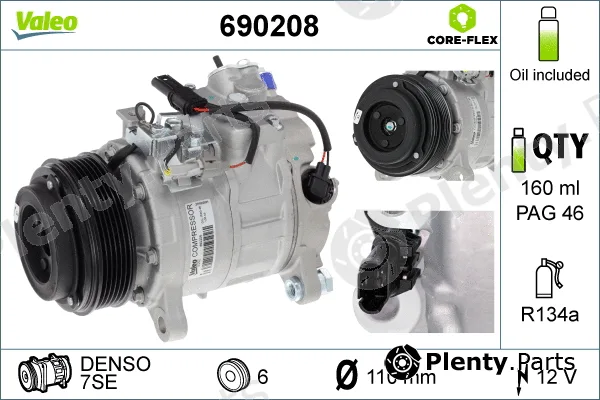Valeo 690208 — Compressor, air conditioning VALEO CORE-FLEX