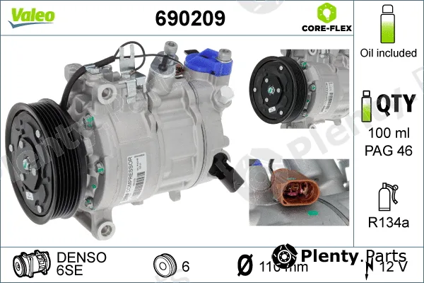 Valeo 690209 — Compressor, air conditioning VALEO CORE-FLEX