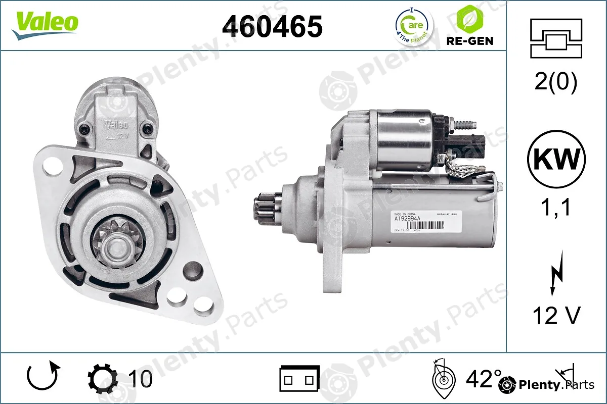 Valeo 460465 — Starter VALEO RE-GEN REMANUFACTURED