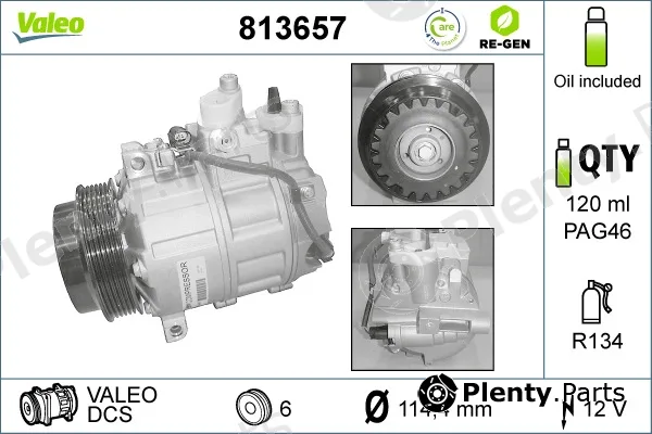 Valeo 813657 — Compressor, air conditioning VALEO RE-GEN REMANUFACTURED
