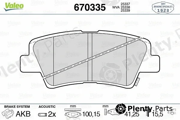 Valeo 670335 — Brake Pad Set, disc brake