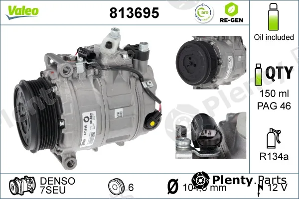 Valeo 813695 — Compressor, air conditioning VALEO RE-GEN REMANUFACTURED