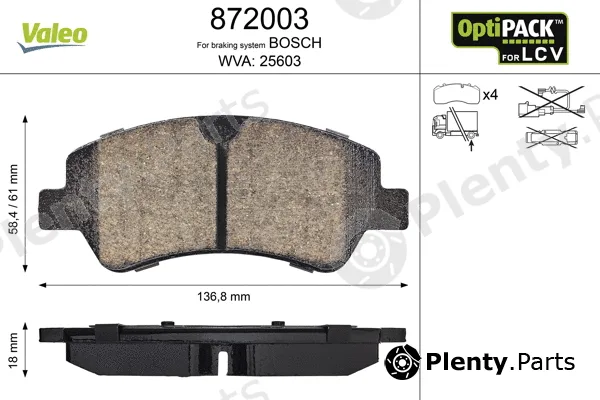 Valeo 872003 — Brake Pad Set, disc brake OPTIPACK for LCV
