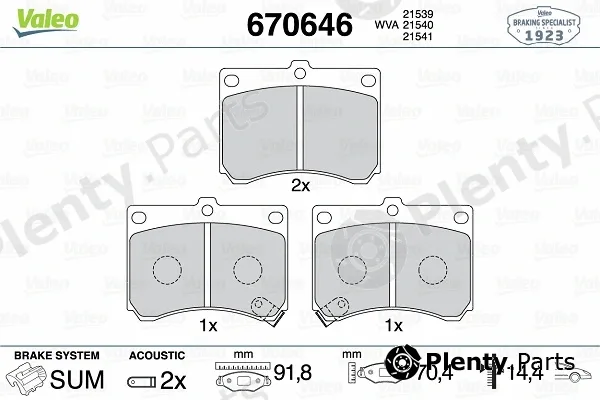 Valeo 670646 — Brake Pad Set, disc brake
