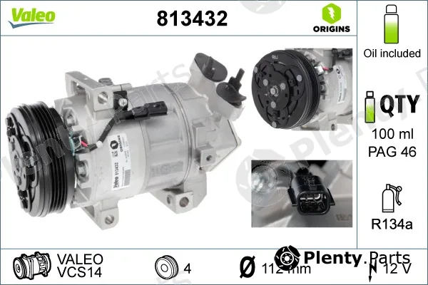 Valeo 813432 — Compressor, air conditioning VALEO ORIGINS NEW OE TECHNOLOGY