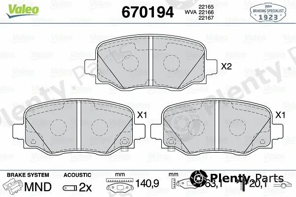 Valeo 670194 — Brake Pad Set, disc brake