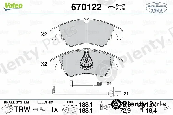 Valeo 670122 — Brake Pad Set, disc brake