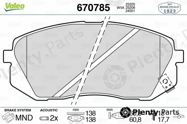 Valeo 670785 — Brake Pad Set, disc brake