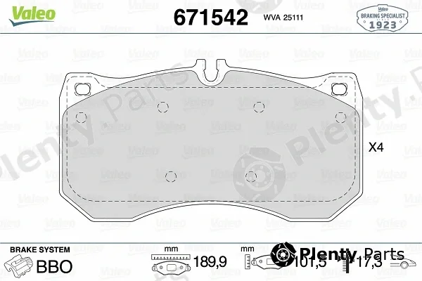 Valeo 671542 — Brake Pad Set, disc brake
