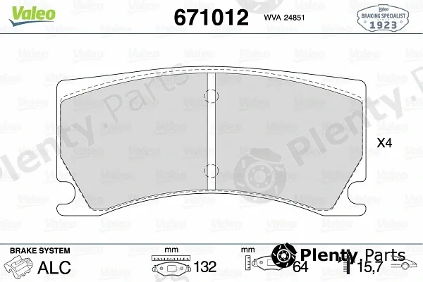 Valeo 671012 — Brake Pad Set, disc brake