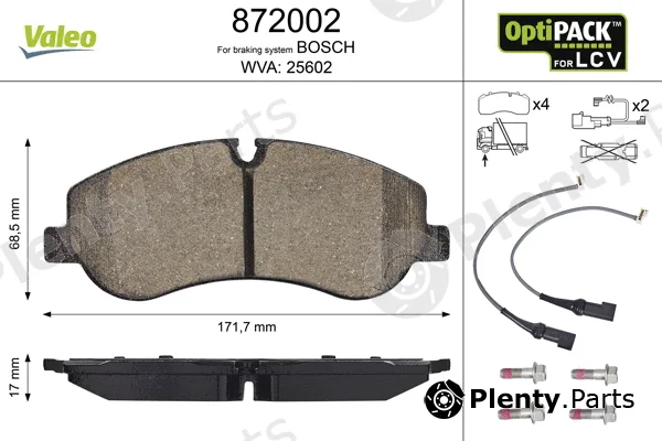 Valeo 872002 — Brake Pad Set, disc brake OPTIPACK for LCV