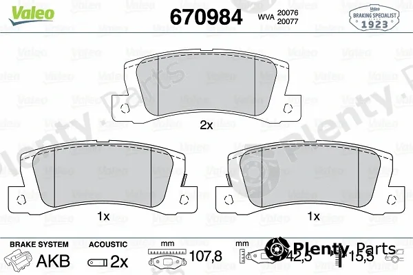 Valeo 670984 — Brake Pad Set, disc brake