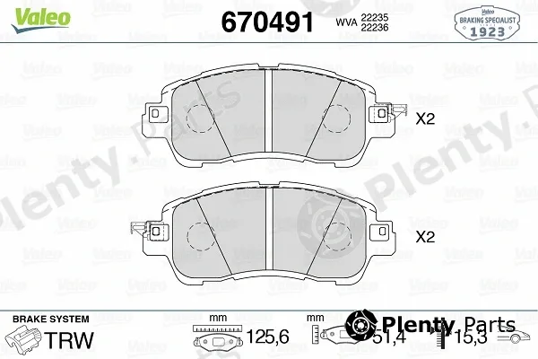 Valeo 670491 — Brake Pad Set, disc brake