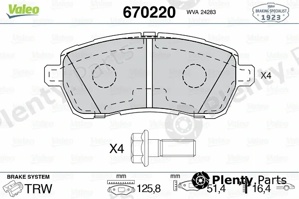 Valeo 670220 — Brake Pad Set, disc brake