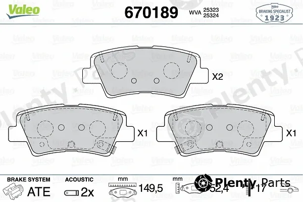 Valeo 670189 — Brake Pad Set, disc brake