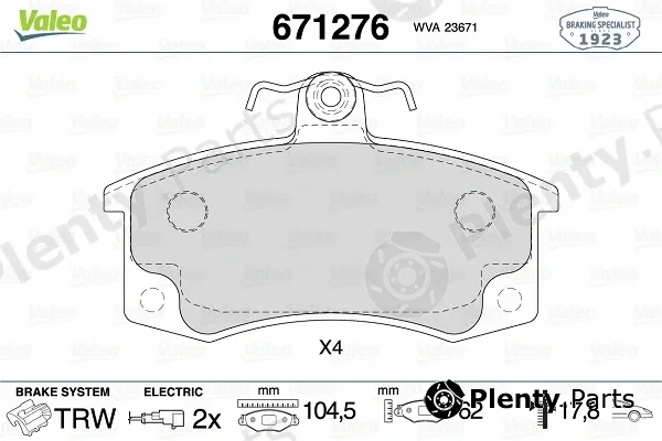 Valeo 671276 — Brake Pad Set, disc brake