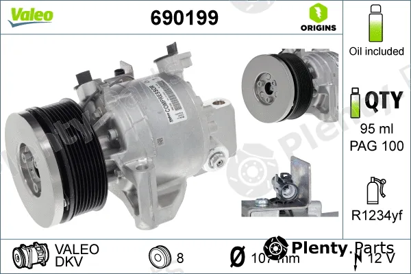 Valeo 690199 — Compressor, air conditioning VALEO ORIGINS NEW OE TECHNOLOGY