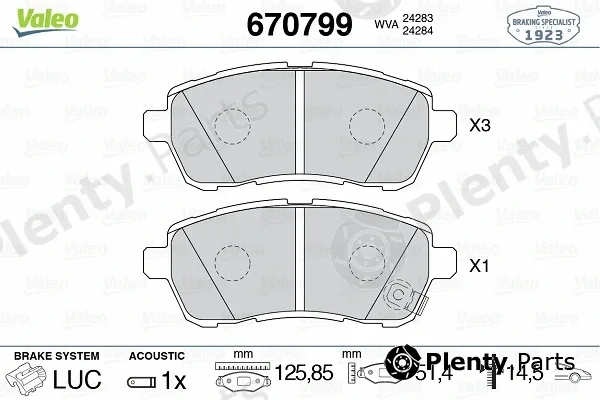 Valeo 670799 — Brake Pad Set, disc brake