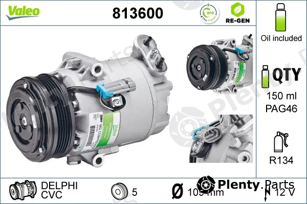 Valeo 813600 — Compressor, air conditioning VALEO RE-GEN REMANUFACTURED
