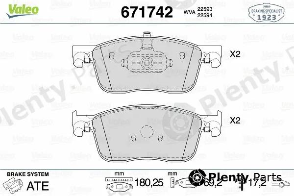 Valeo 671742 — Brake Pad Set, disc brake