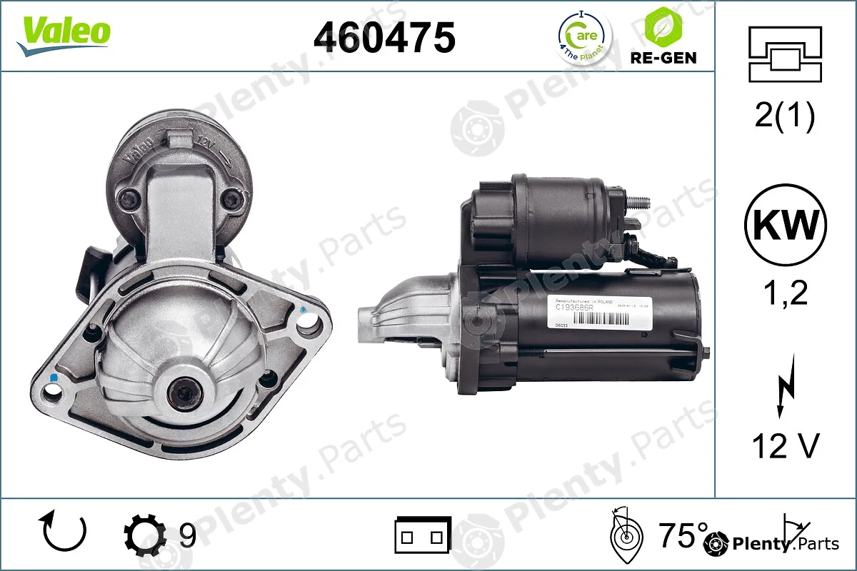 Valeo 460475 — Starter VALEO RE-GEN REMANUFACTURED
