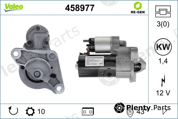 Valeo 458977 — Starter VALEO RE-GEN REMANUFACTURED