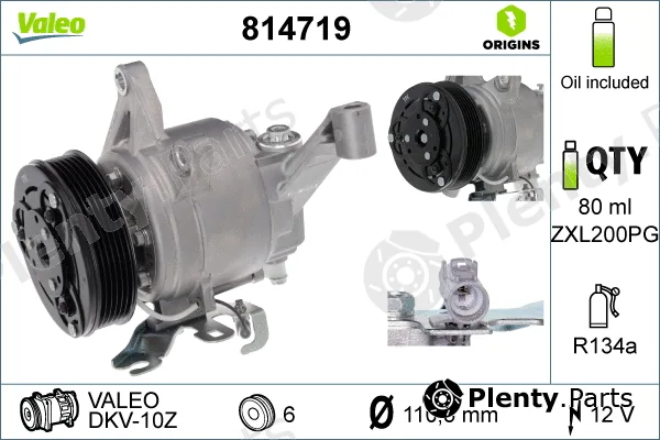 Valeo 814719 — Compressor, air conditioning VALEO ORIGINS NEW OE TECHNOLOGY