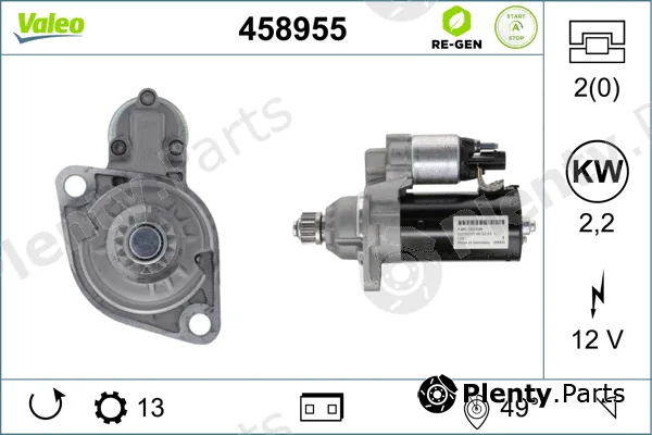 Valeo 458955 — Starter VALEO RE-GEN REMANUFACTURED STOP&START