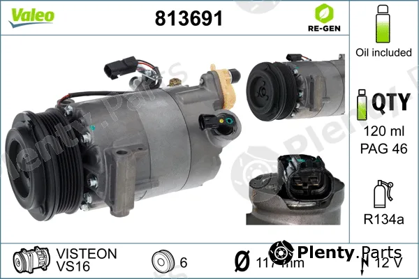Valeo 813691 — Compressor, air conditioning VALEO RE-GEN REMANUFACTURED