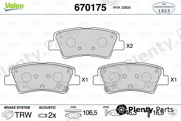 Valeo 670175 — Brake Pad Set, disc brake