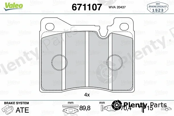 Valeo 671107 — Brake Pad Set, disc brake