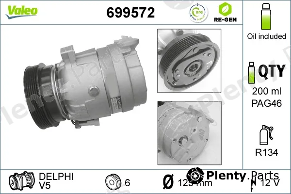 Valeo 699572 — Compressor, air conditioning VALEO RE-GEN REMANUFACTURED