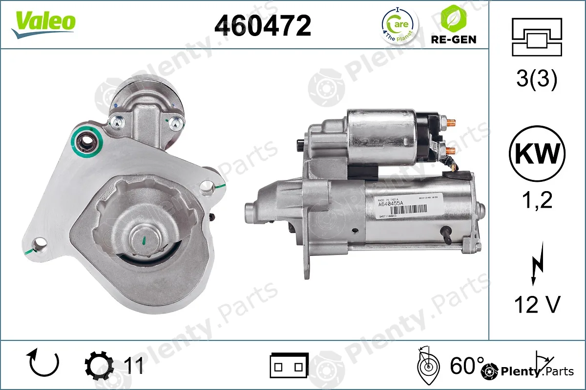 Valeo 460472 — Starter VALEO RE-GEN REMANUFACTURED