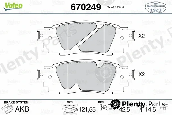 Valeo 670249 — Brake Pad Set, disc brake