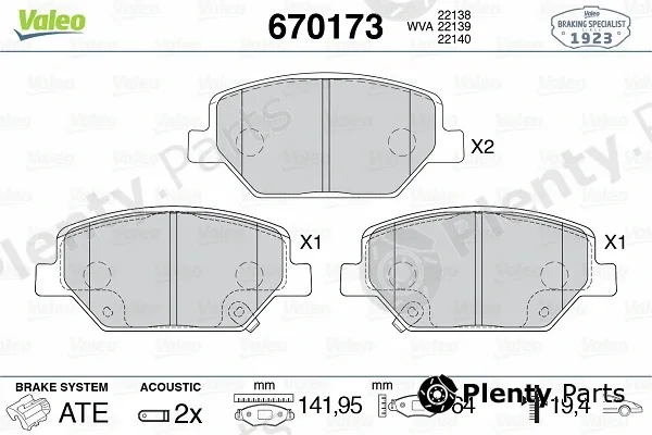 Valeo 670173 — Brake Pad Set, disc brake