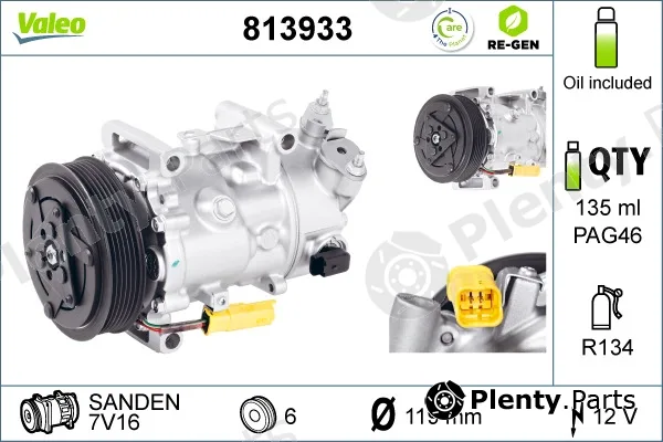 Valeo 813933 — Compressor, air conditioning VALEO RE-GEN REMANUFACTURED