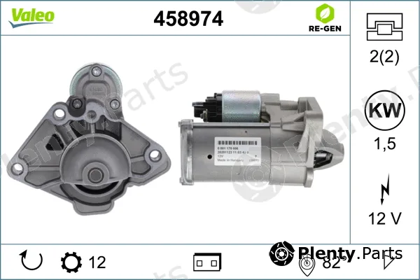 Valeo 458974 — Starter VALEO RE-GEN REMANUFACTURED STOP&START