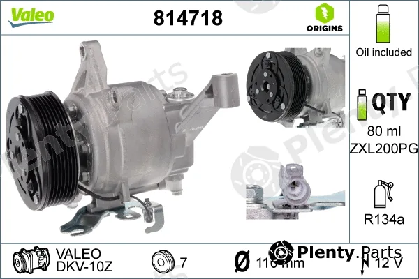 Valeo 814718 — Compressor, air conditioning VALEO ORIGINS NEW OE TECHNOLOGY