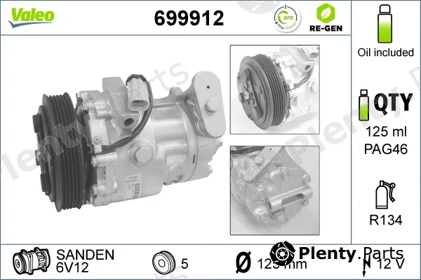 Valeo 699912 — Compressor, air conditioning VALEO RE-GEN REMANUFACTURED