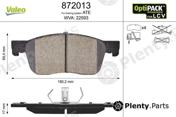 Valeo 872013 — Brake Pad Set, disc brake OPTIPACK for LCV