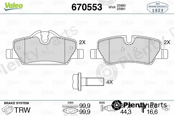 Valeo 670553 — Brake Pad Set, disc brake